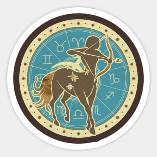 Vintage Sagittarius Zodiac Art Sticker